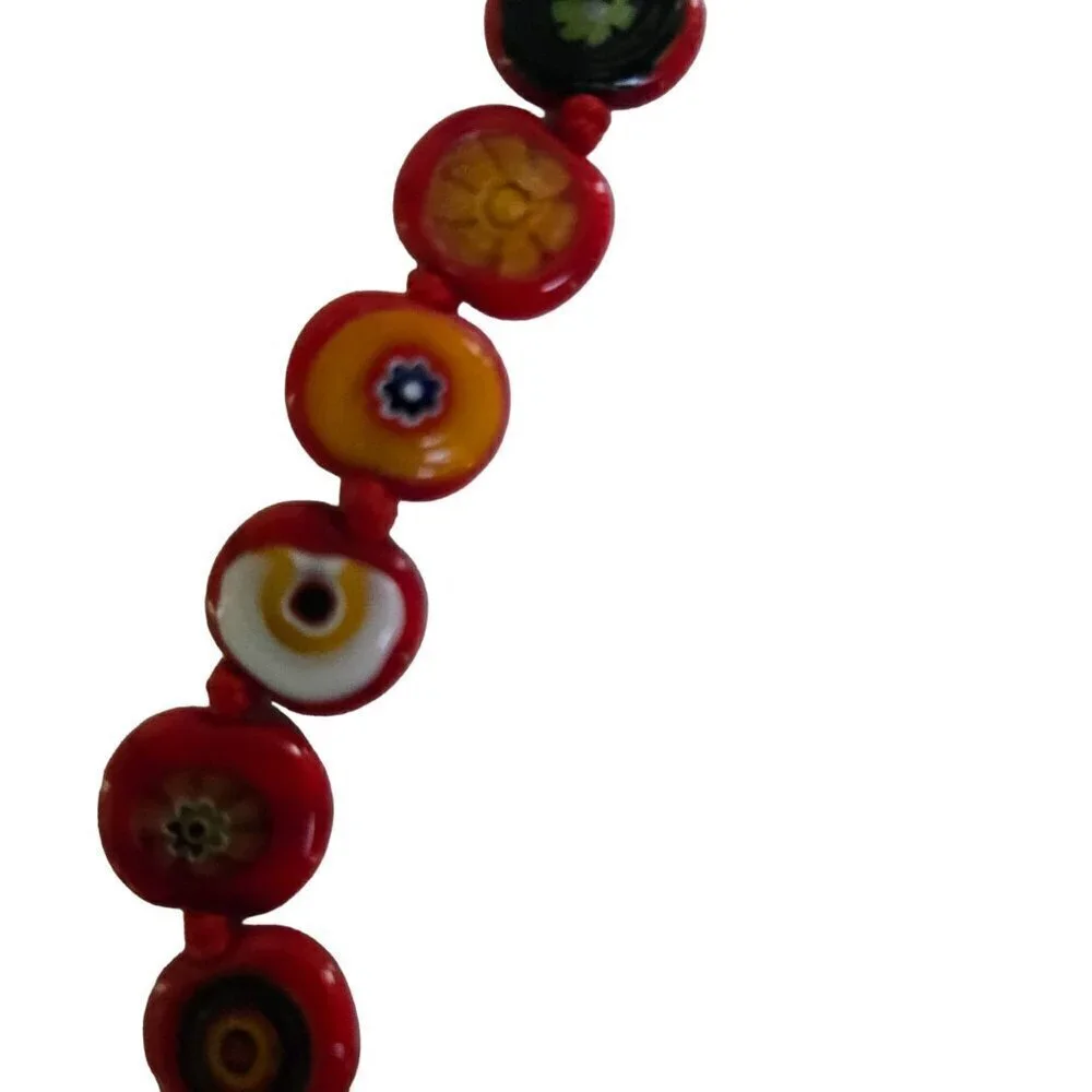 Vintage Venetian Glass Bread Necklace Knotted Made In Italy 16
